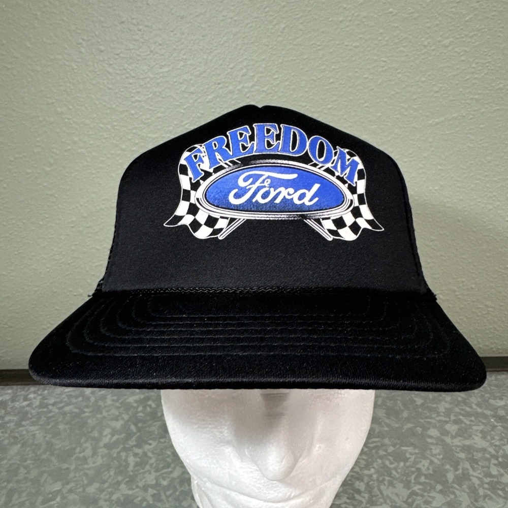 Vintage Freedom‎ Ford Black Rope Snap Back Hat One Size RARE 90's Streetwear KC